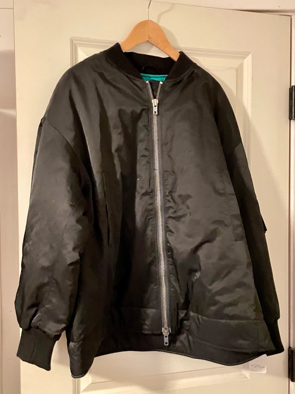 Free People Black Men's Bomber Jacket with Silver Zip